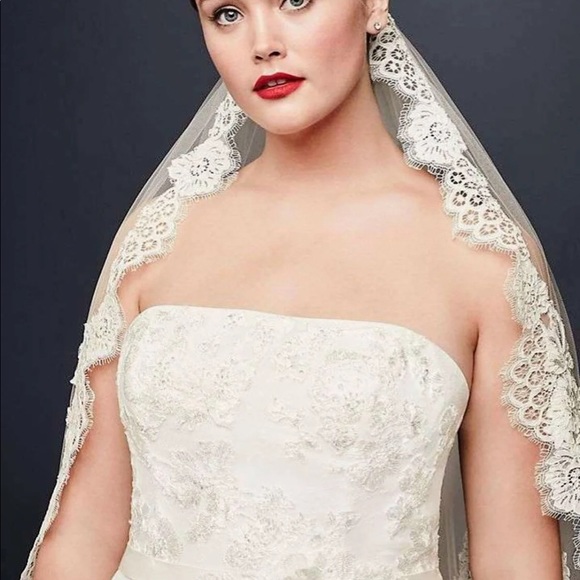 Lace bridal veil WHITE main image 5